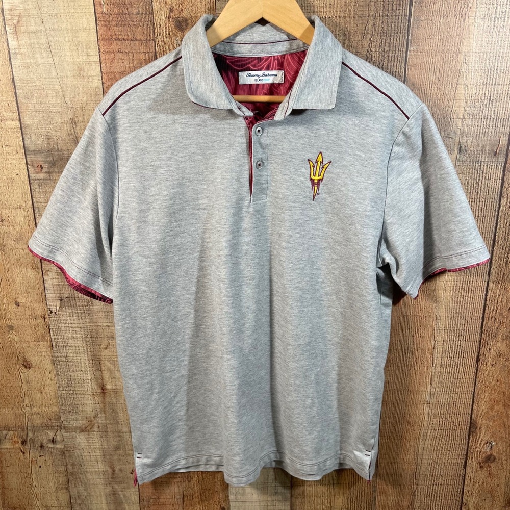 Tommy Bahama IslandZone XL ASU Arizona State Sun Devils Polo Grey Pima Cotton